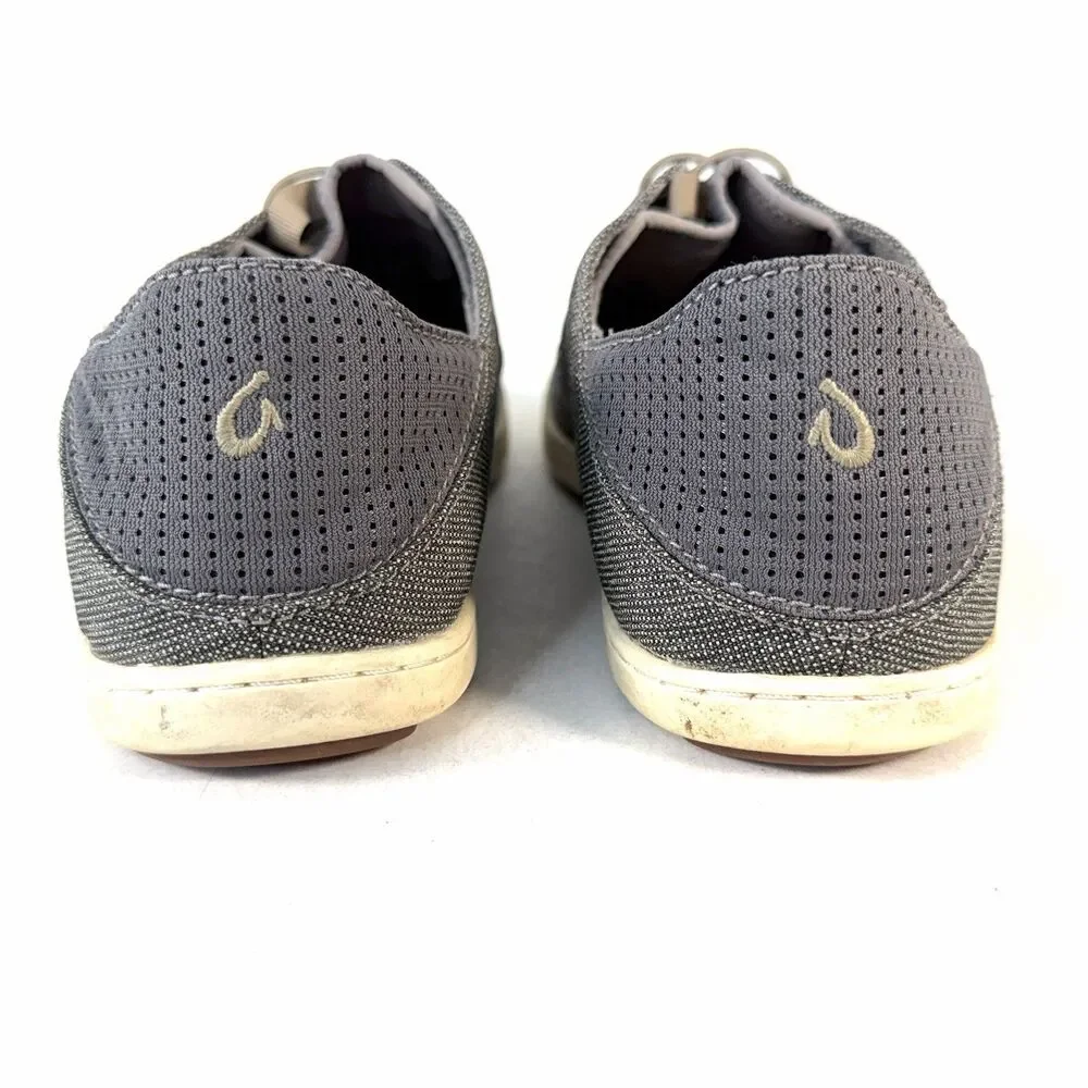 Olukai Men's Nohea Moku Boat Shoes Mens 10 Charcoal Gray 10283-2610 Slip On